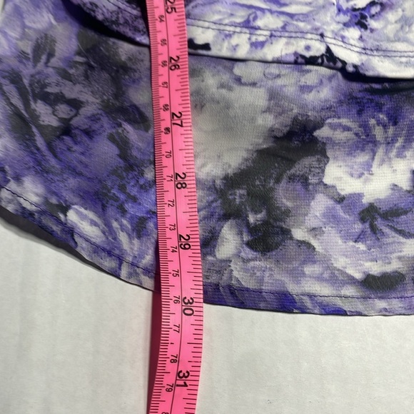 Women’s Purple Floral Button-Down Blouse  Sheer Top by ROZ& ALI, Size L - Picture 10 of 10